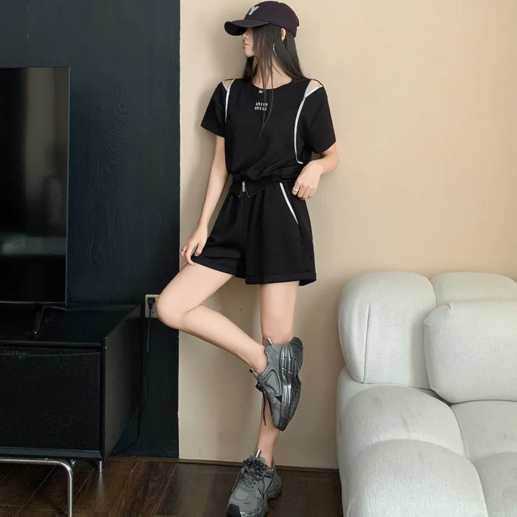 网红纯棉短袖运动套装女夏季新款洋气减龄宽松时尚休闲慵懒两件套