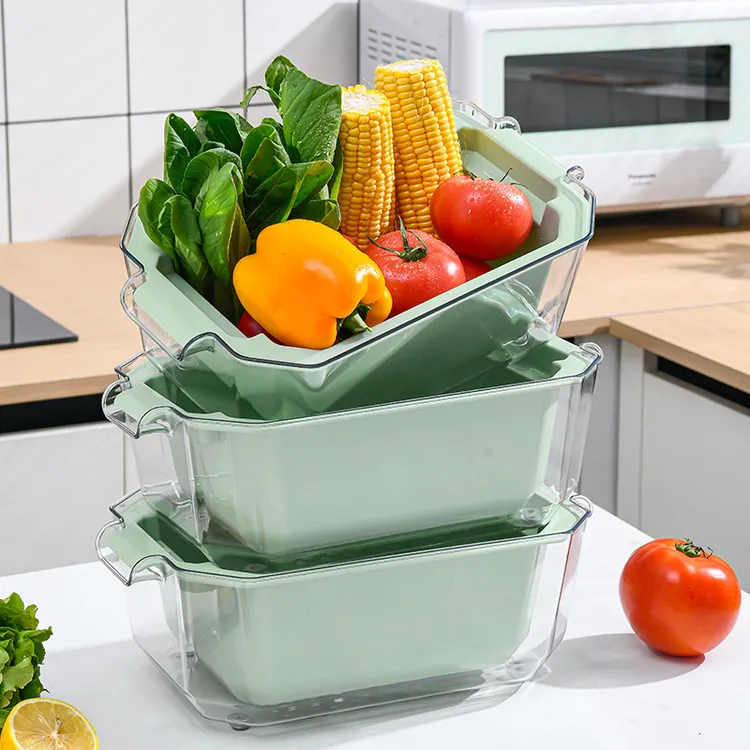 家用加厚耐摔双层蔬果沥水篮客厅洗菜篮子双耳提手塑料厨房洗菜盆