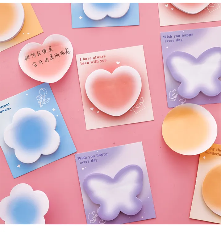 可爱异型渐变便利贴学生留言记事便签纸可撕粘性强N次贴学习文具