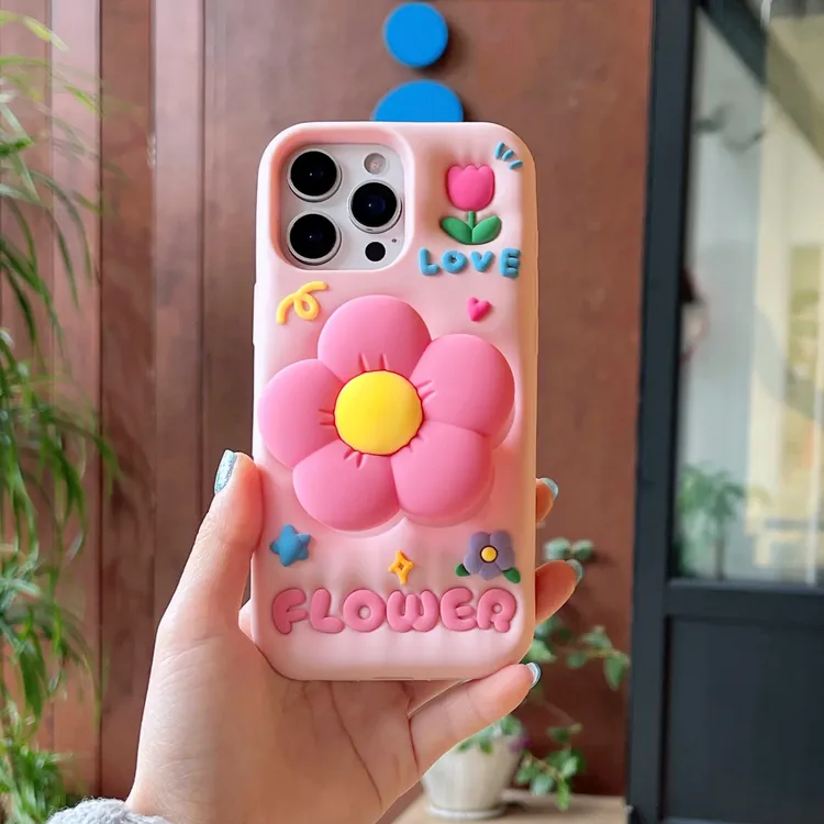 （苹果oppo华为vivo小米）支架花朵卡通适用iPhone17p硅胶手机壳