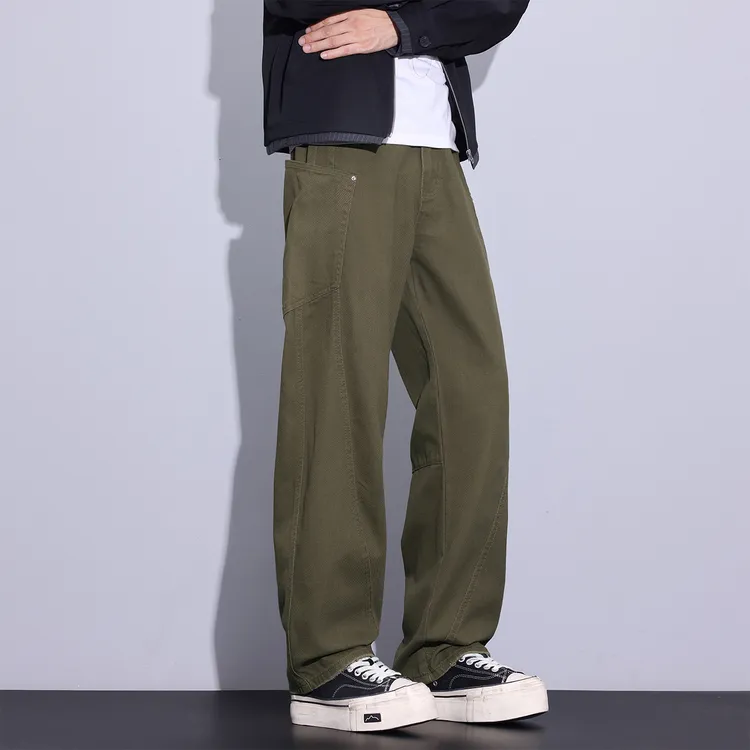 Kuvine牛仔裤宽松直筒小众设计感2025秋季新款美式潮牌弯刀裤男款