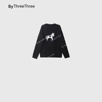 【LiuSanSan】黑色毛衣女圆领宽松提花小马图案针织上衣