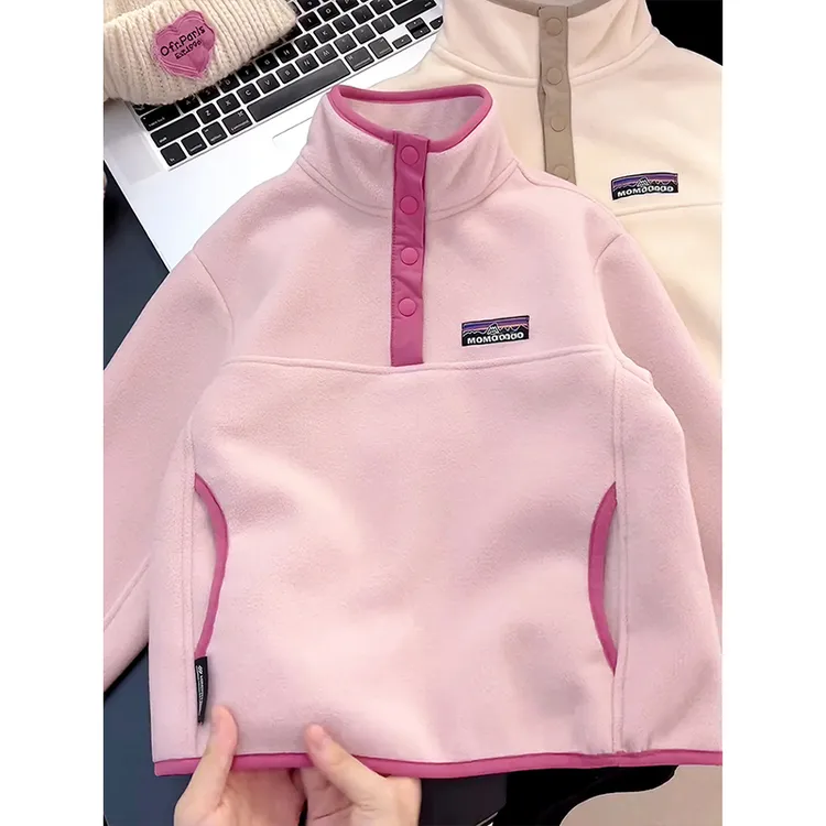 女童加绒卫衣秋冬装2025新款儿童校服神器韩版女孩摇粒绒外套洋气