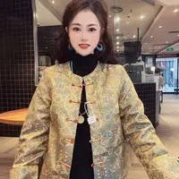 【一路生花】新中式气质复古加棉圆领长袖常规三色织锦外套上衣YHH