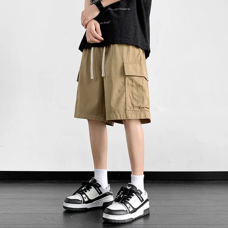 美式工装裤男士2025夏季薄款宽松五分裤潮流黑色休闲裤子直筒短裤