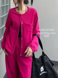 31505休闲百搭纯色圆领开衫
