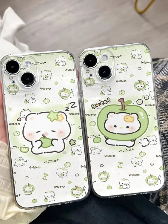 青苹果小猫适用iPhone16手机壳小米VIVO透明华为荣耀OPPO一加防摔