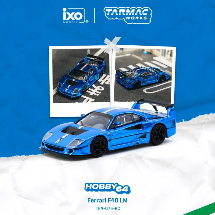 预售TW1:64法拉利Ferrari F40 LMChrome Blue电镀蓝 合金收藏车模