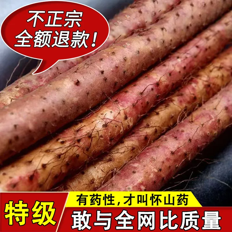 河南焦作温县乌鸡土红皮铁棍山药垆土铁棍山药怀山药50-60cm大果