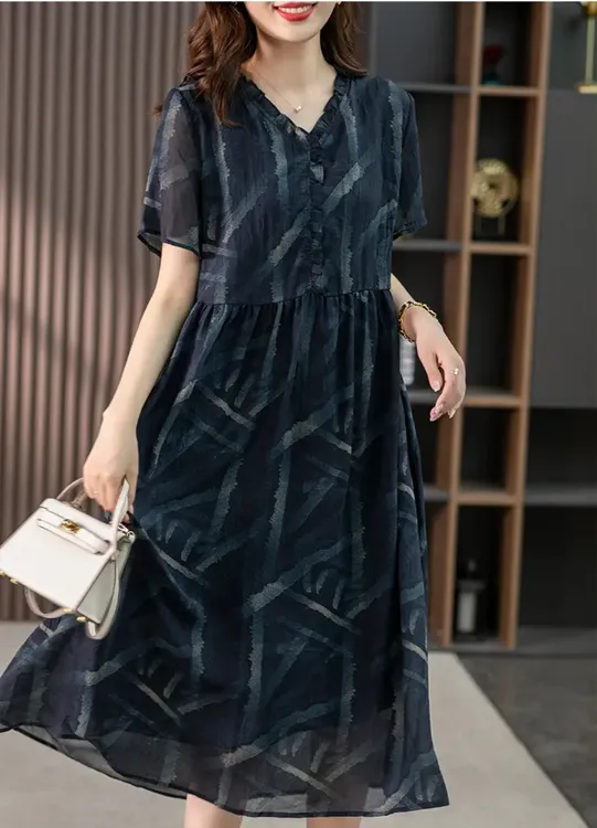 阿芝专属1786-C68连衣裙新款休闲大码宽松高端精致气质妈妈裙子