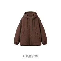 LISI.ZHANG--【连帽阔版棉衣外套】时尚绗缝肌理廓形连帽休闲外套