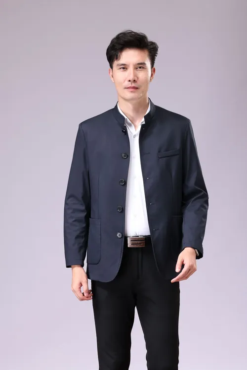 2025新款春秋纯色手工针缝工艺男士秋季商务休闲夹克外套2587