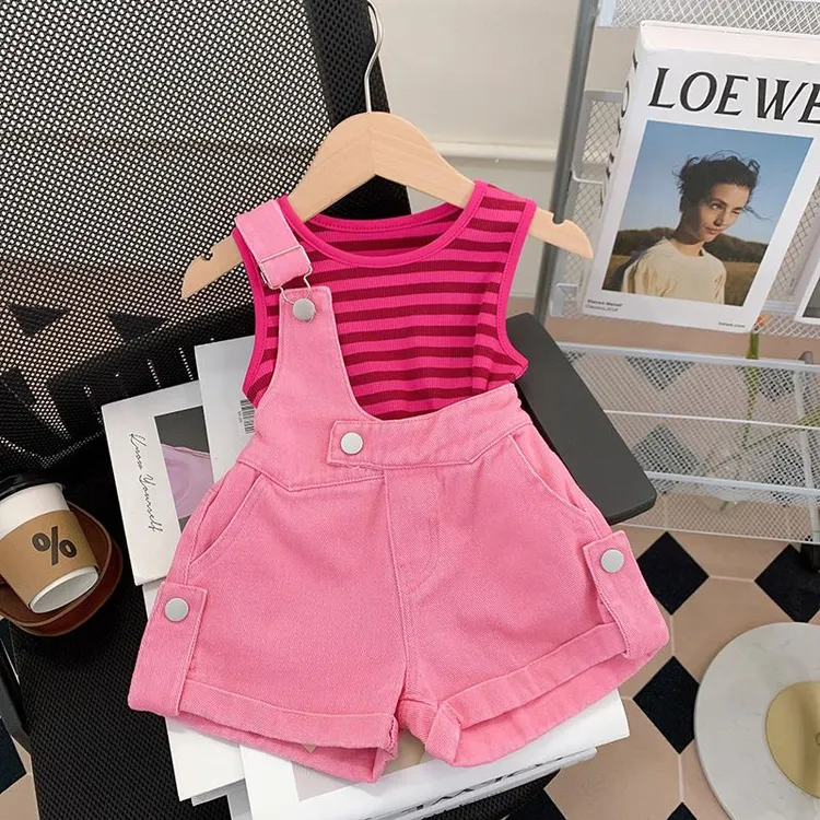 巴拉巴拉适用女童夏装背带裤套装2025新款儿童装多巴胺穿搭洋气时