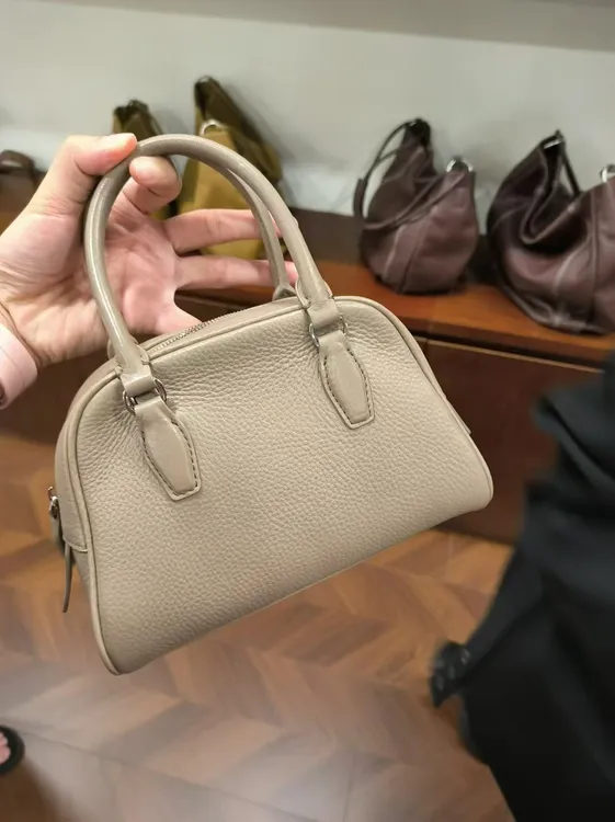 YUSHA/高档小号灰杏色收腰手提保龄球-3357