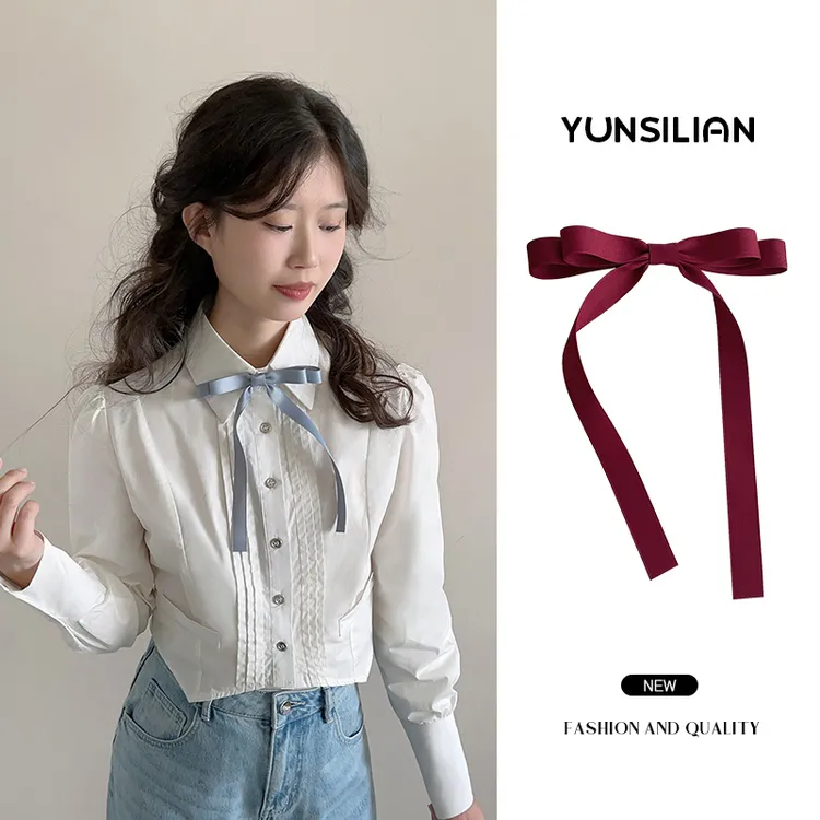 领结女衬衣学院风毕业JK飘带领花学生制服蝴蝶结领饰红色蓝色黑色