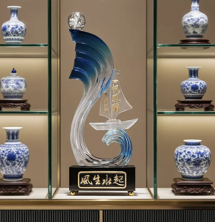 风生水起一帆风顺摆件高档办公室酒柜新房客厅装饰品摆件乔迁礼物