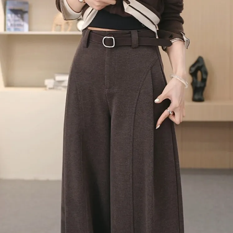 秋冬厚款呢子贝斯裤~糯感休闲裤垂感宽松直筒裤显瘦阔腿裤女1527