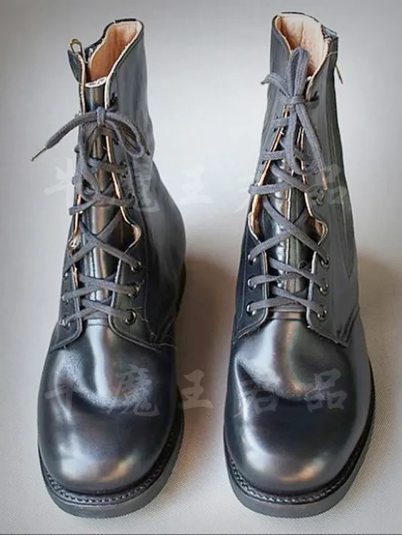 牛魔王君品 男士短筒靴防寒靴78冬飞靴纯羊毛真牛皮骑行冬季皮靴