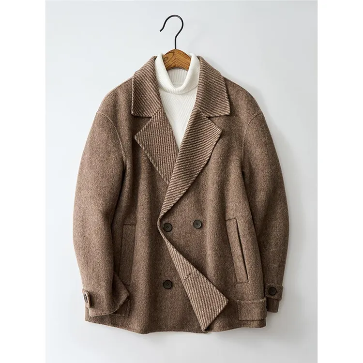 2024秋冬季新款短款双面羊毛呢大衣男士西服外套非上衣高级感