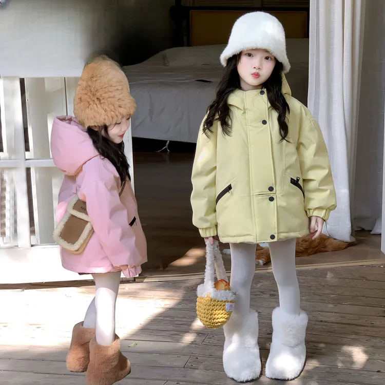 女童棉服冬季新款儿童加绒加厚工装三防棉衣中小童加厚派克外套