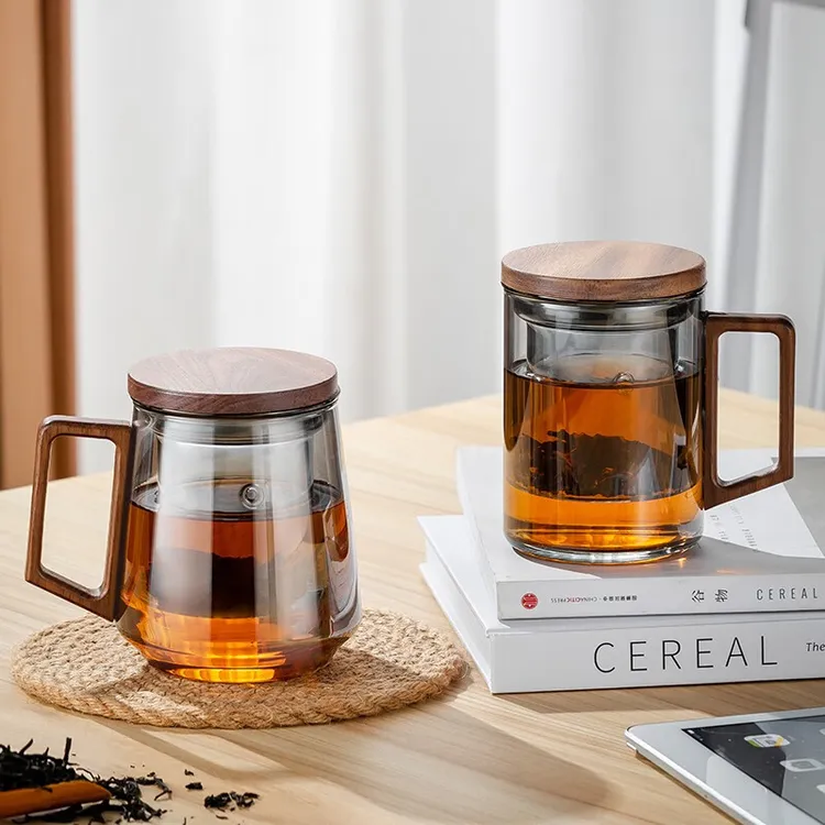 新中式复古玻璃杯办公室水杯茶水分离杯子过滤绿茶杯泡茶杯喝茶杯