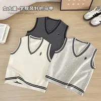 【断码特价】2025春秋女大童毛衣马甲女春秋内搭学院风套头V领毛衣
