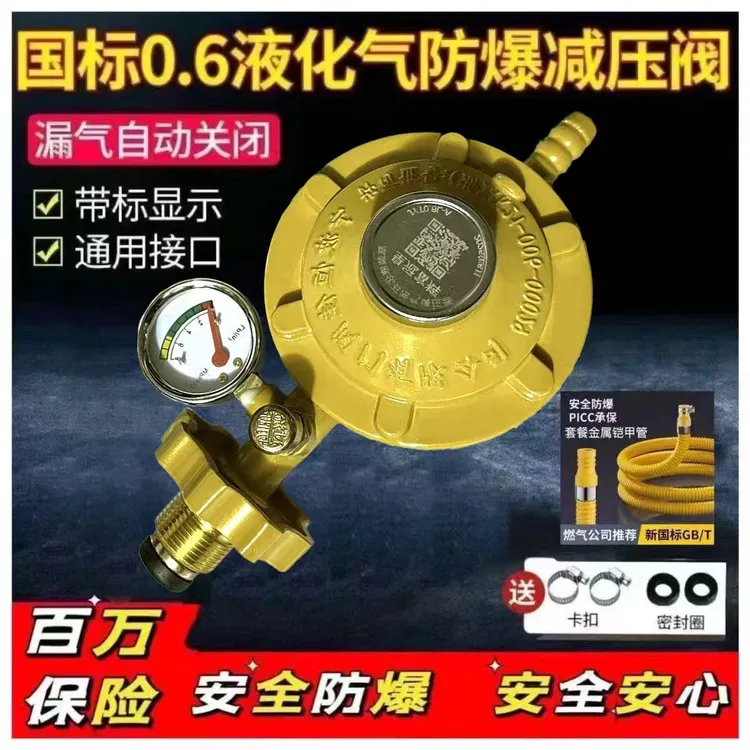 新国标液化气低压家用煤气防爆减压阀带表自动关闭煤气阀门批发