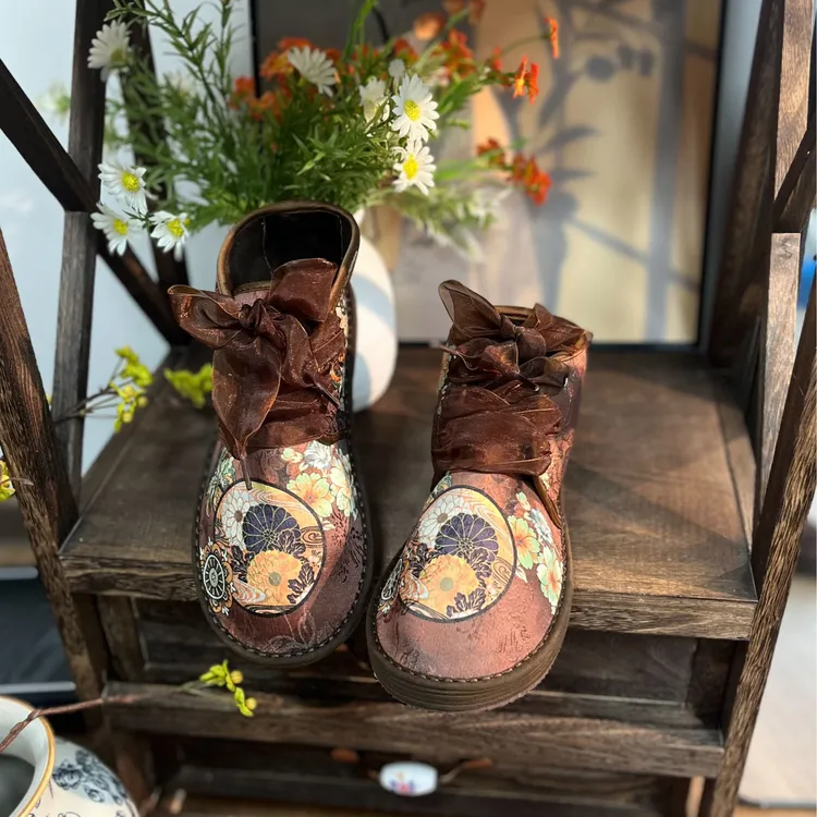 采棠风 2025冬上新（锦簇）薄绒新中式圆头百搭休闲中国风手工布鞋