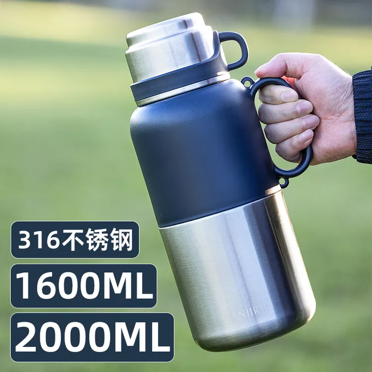 316不锈钢保温壶2000ml超大容量男女保温杯便携提手户外运动水壶商品图