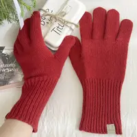 澳洲羊毛100%wool纯羊毛手套纯色秋冬针织保暖护手五指分指可触屏