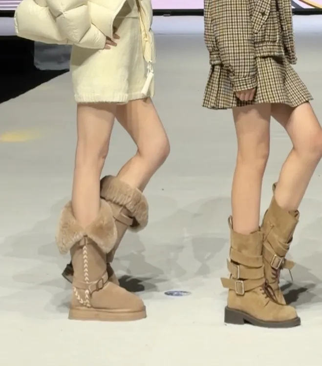 高筒两穿厚底4cm加密加厚防寒保暖防滑雪地靴