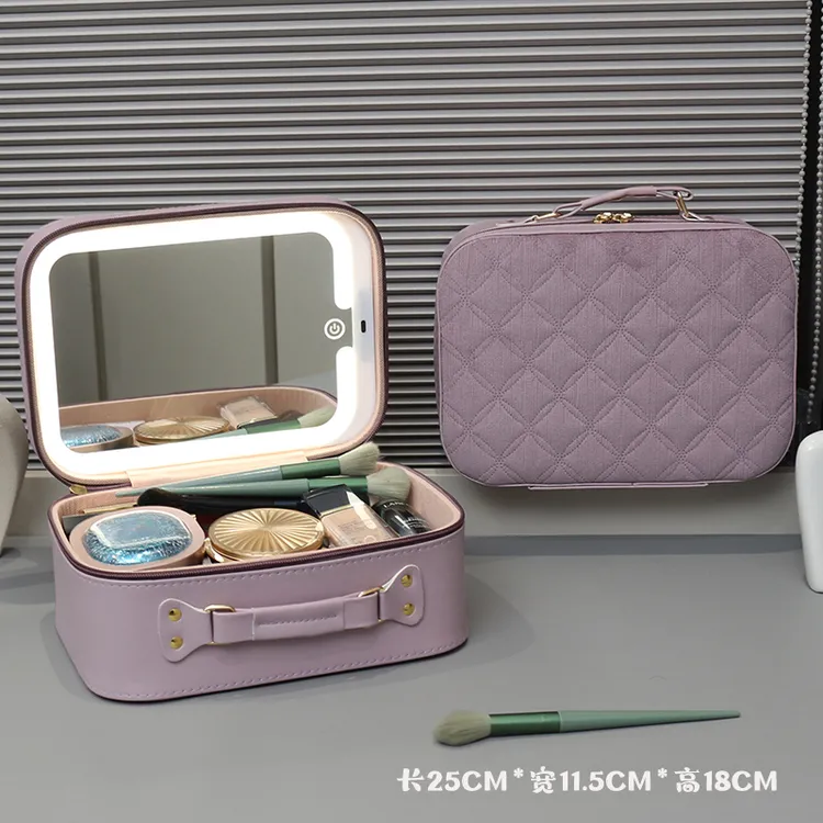 带led灯化妆箱收纳包带镜子轻奢高级懒人大容量送女友礼物化妆包