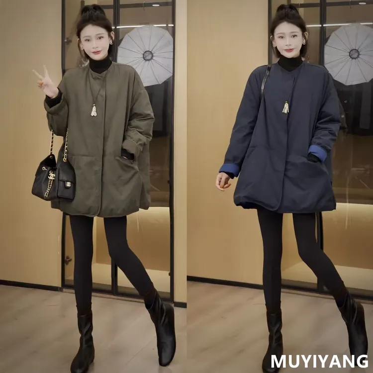 【隐澜】独特超好看磁吸扣90白鸭绒高定羽绒服 衣长80 25-566#