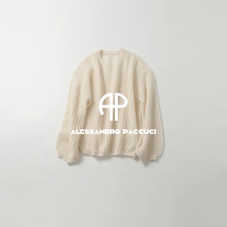 AP洛哥53138ST 山羊绒+桑蚕丝灯笼袖玉米目纯色时尚套头衫