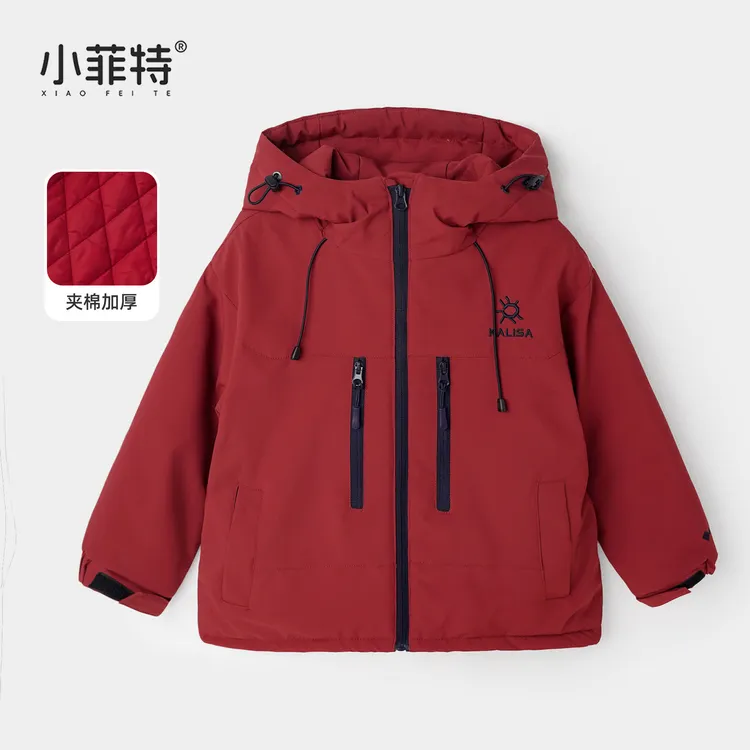 小菲特女童冬加厚外套中大童三防冲锋上衣儿童连帽衣服BGYD56290