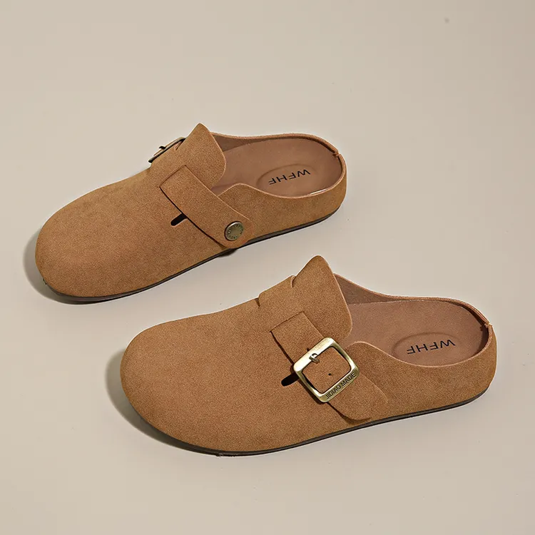 纯色低跟包头日常修面皮包头潮流时尚鞋子女款爆款2025新款