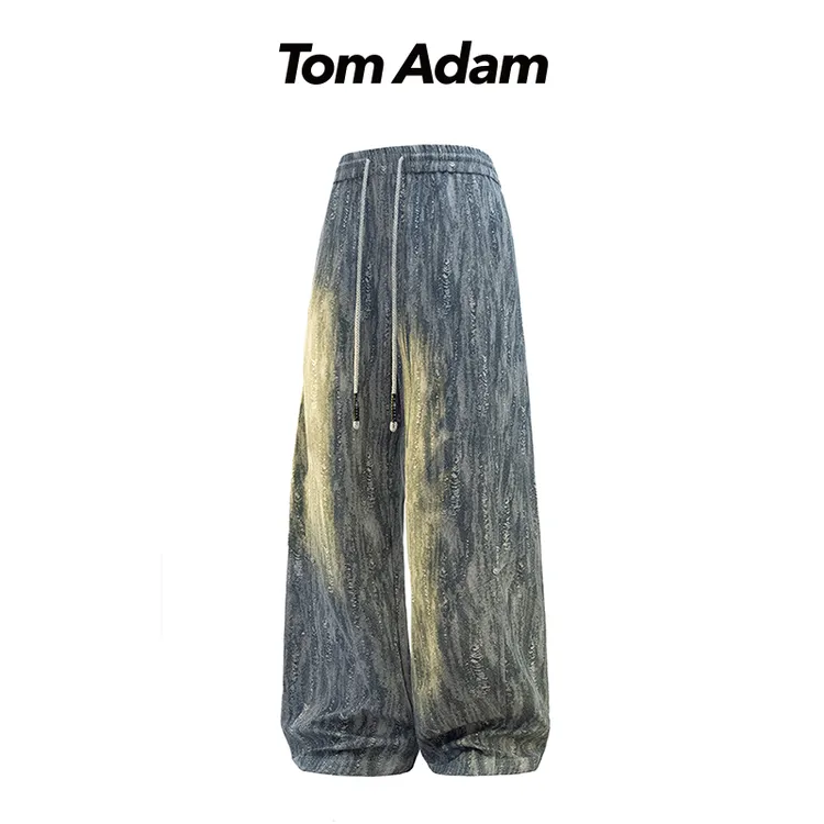 TOMADAM美式复古潮流百搭扎染休闲裤男春秋季卫裤宽松直筒阔腿裤