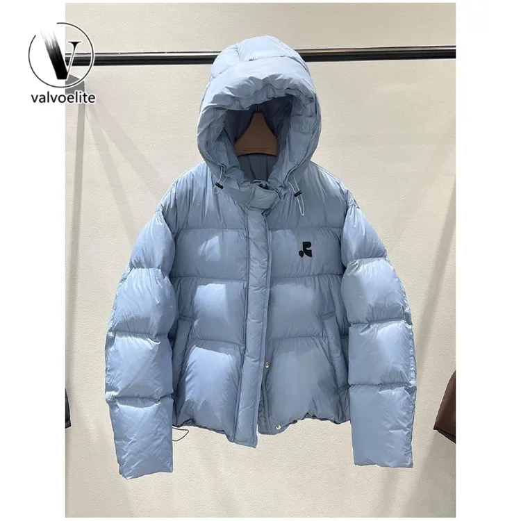 VALVOELITE2024冬季女短款连帽加厚羽绒服韩版宽松面包服百搭外套