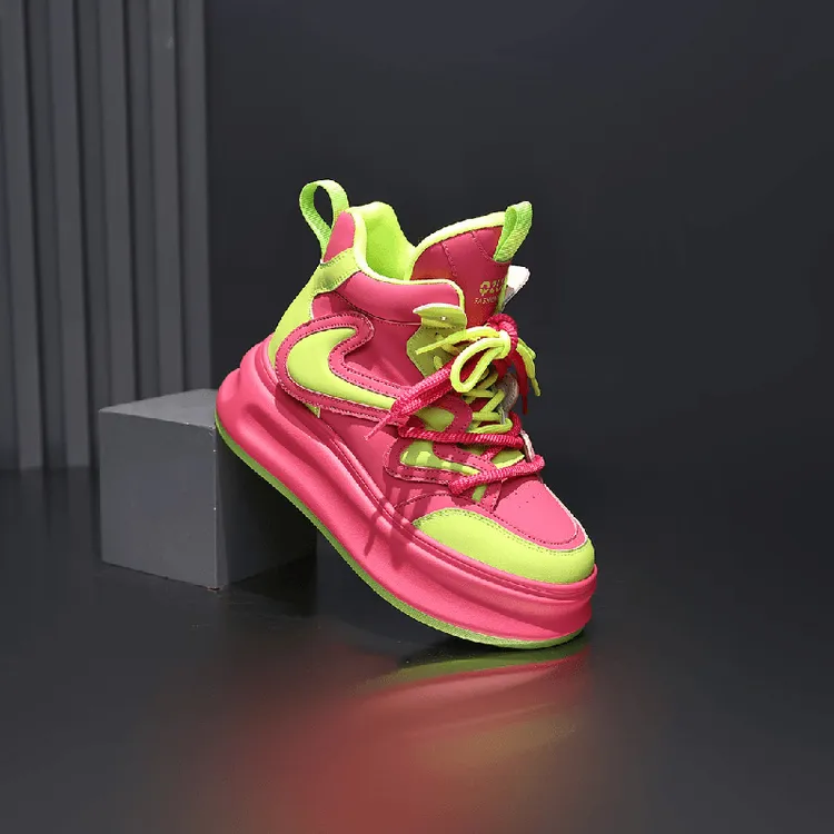 秋冬季千之恋6CM2025秋季新款感时尚百搭厚底高帮休闲女鞋红色秋