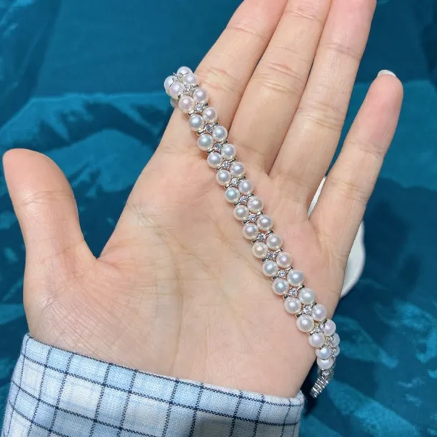 淡水珍珠极强光4-5mm手链双排时尚精致百搭