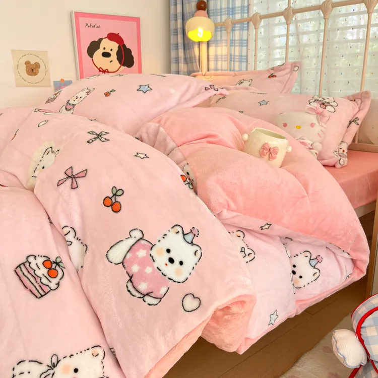 加厚牛奶绒床上四件套床单被套学生宿舍三件套2025新款床上用品