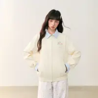 umoumo乌蘑设计百搭拼色花朵刺绣夹克UMOWT13486