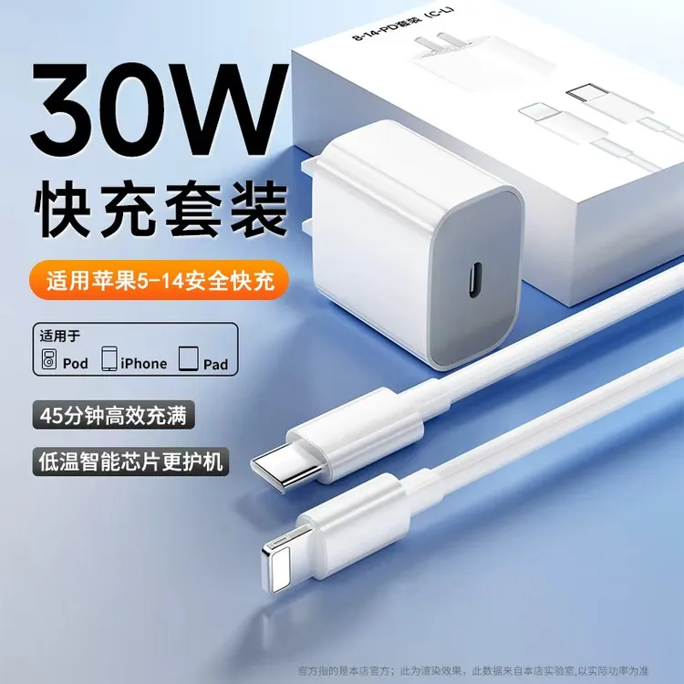 雄晟 适用苹果手机30W充电器iphone14/13快速数据线11/12Promax线