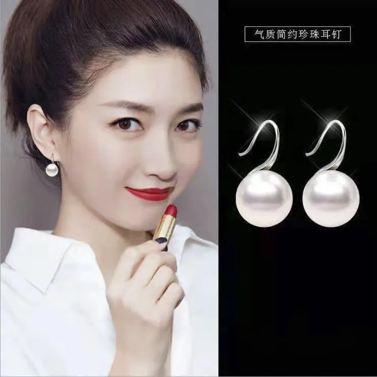S999足银淡水珍珠耳环小众设计耳圈养耳气质耳饰