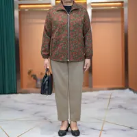 中老年妈妈装大码秋季洋气休闲碎花外套2025秋奶奶装宽松拉链上衣