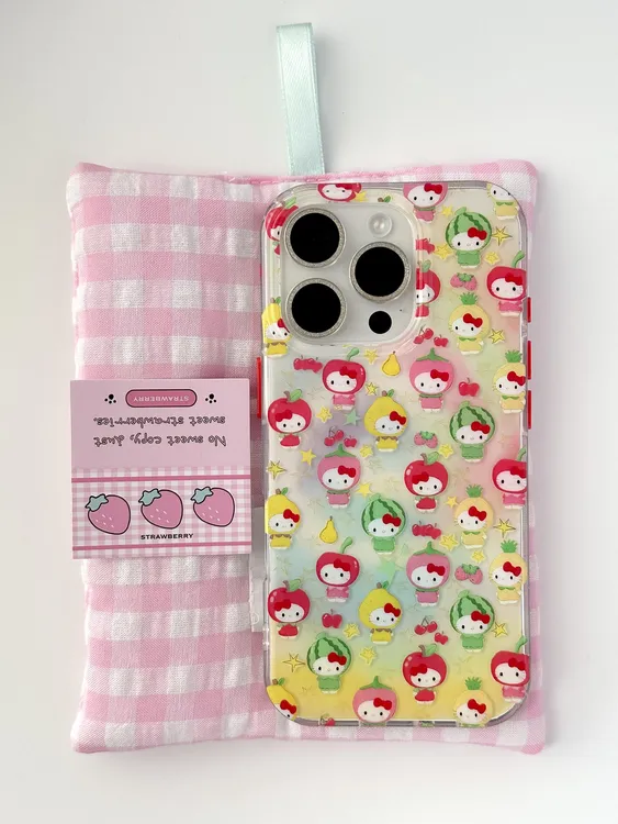 彩色晕染水果头套kt适用于苹果16/15/14pro/13HelloKitty手机壳