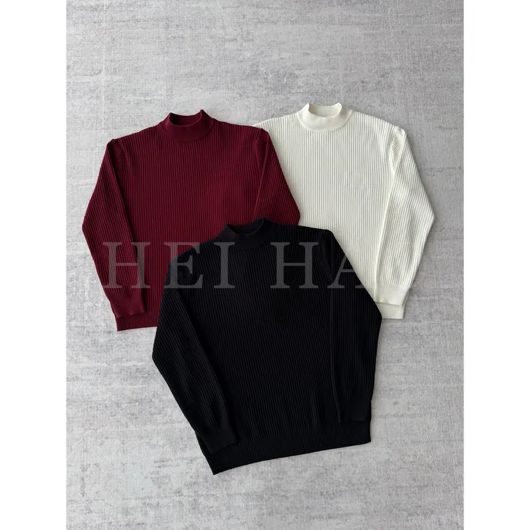 Hei Hao】秋冬保暖百搭 亲肤舒适半高领修身休闲毛衣男针织衫长袖