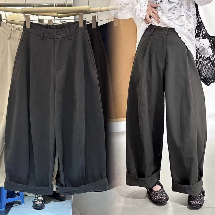 韩系2025早秋简约洋气月亮裤宽松显瘦阔腿休闲裤女加肥百搭气球裤