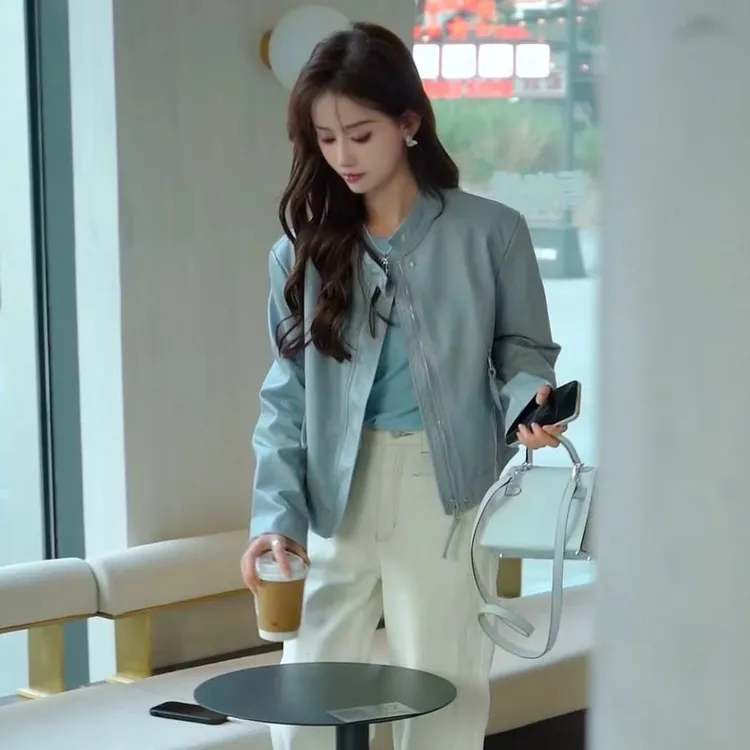 2025年春季新款设计感小众长袖气质皮衣外套