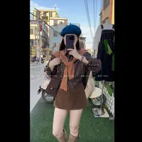 拾一 布拉格 秋冬格子衬衫披肩两件套